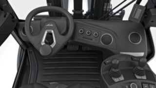 Cockpit des neuen Gabelstaplers - Lenkrad nicht mittig