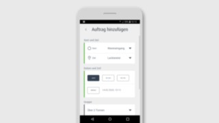 Logistik-Aufträge können in die App eingegeben werden. Smartphonedislplay mit der Linde Truck Call App