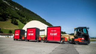 Routenzug von Linde im Einsatz bei Pilatus